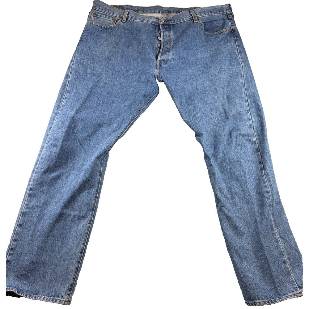 Vtg Levi's 501 Jeans 42x32 Button Fly Light Wash Y2K Straight Denim
